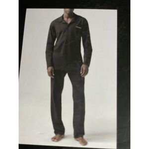 Calvin Klein Mens Sleepwear Set Navy Blue Cotton Modal Button Down Pajamas M NWT